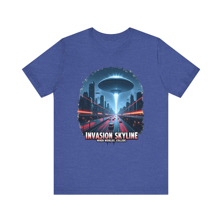 Alien City Invasion T Shirt | Heather True Royal