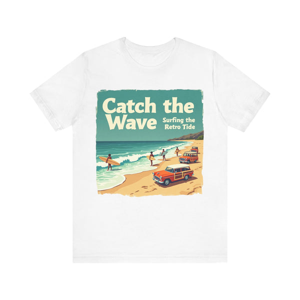 Retro Beach Catch the Wave T Shirt | White