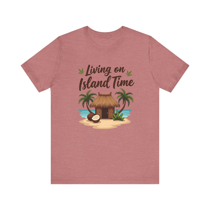 Beach Living On Island Time T Shirt | Heather Mauve Twill Tees