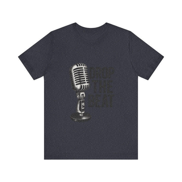 Classic Vintage Mic Drop Beat Music T-Shirt | Heather Navy Twill Tees