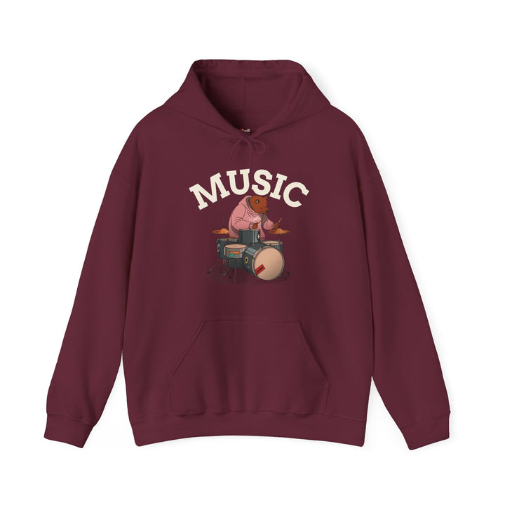 Band Bear Beats Drummer Hoodie | Maroon