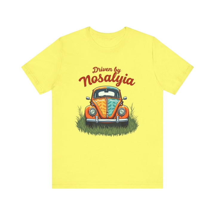 Retro Driven by Nostalgia T Shirt | Yellow Twill Tees