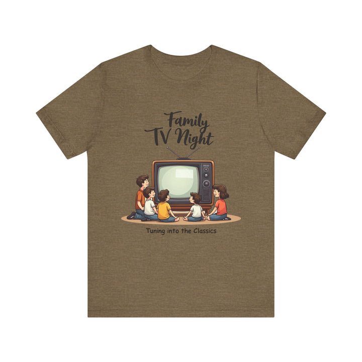 Retro Family TV Night T Shirt | Heather Olive