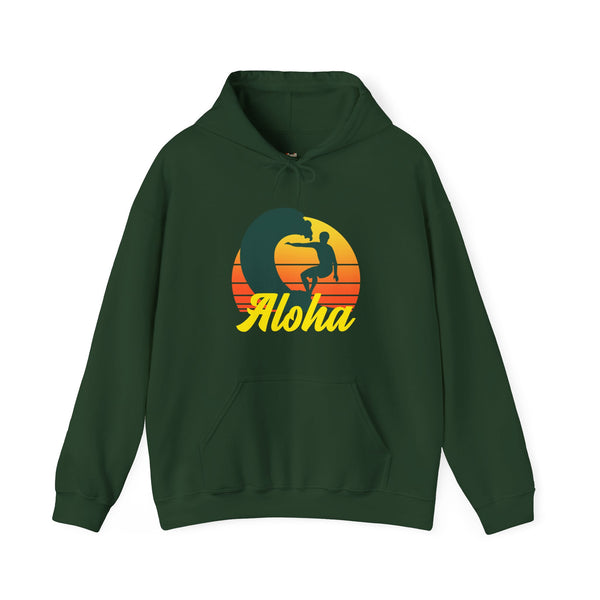 Beach Aloha Sunset Surfer Hoodie | Forest Green