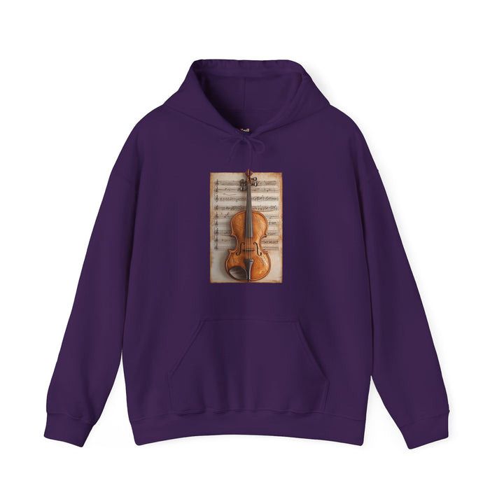Classic Violin on Music Score Hoodie | Purple