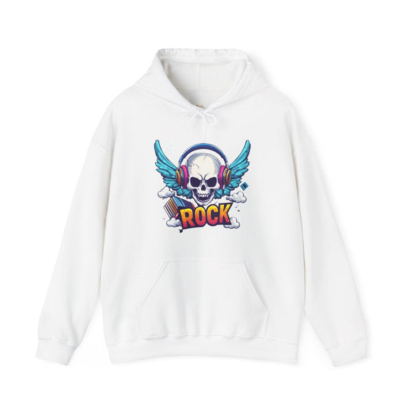 Rock Winged Skull Hoodie | White