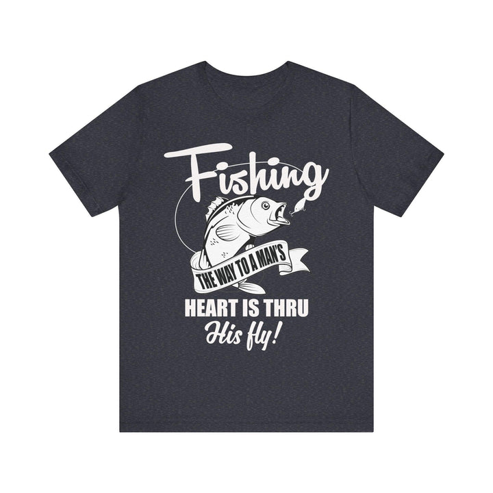 Fishing Heart & Fly T Shirt | Heather Navy