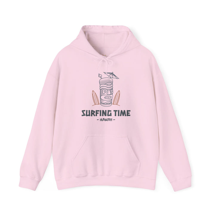 Beach Surfing Time Hawaii Hoodie | Light Pink Twill Tees