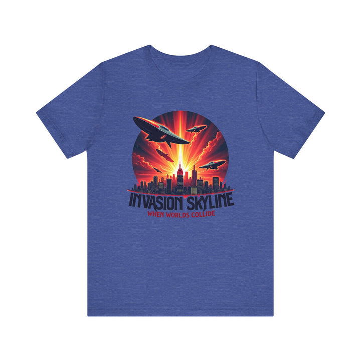 Alien Sunset Invasion T Shirt | Heather True Royal