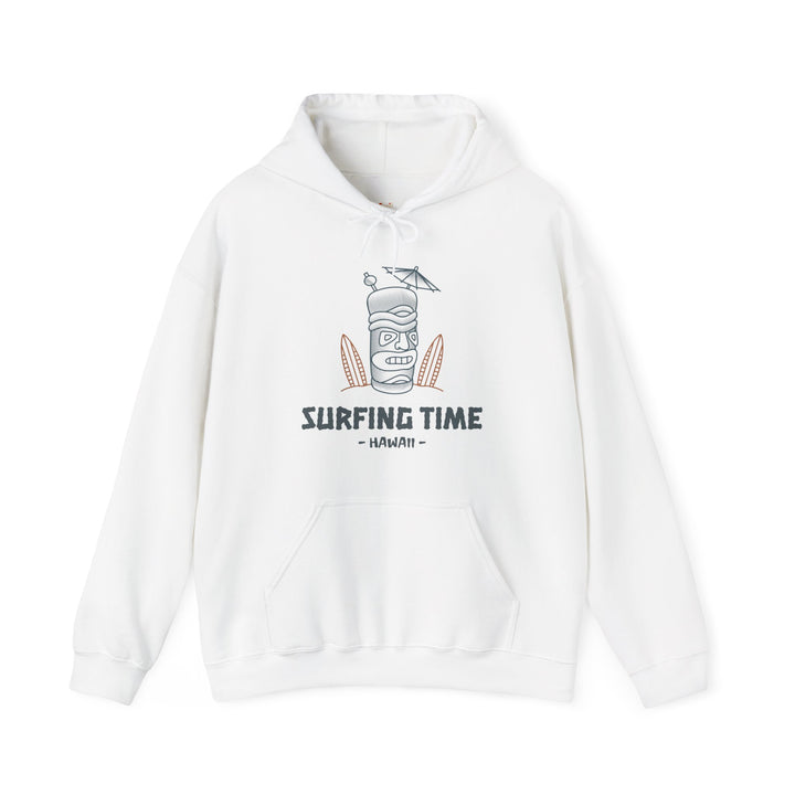 Beach Surfing Time Hawaii Hoodie | White Twill Tees