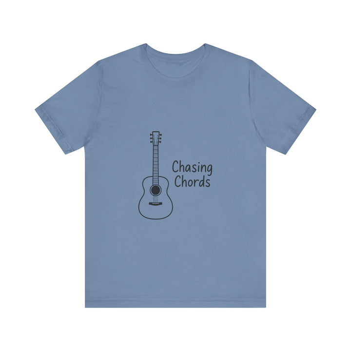 Classic Indie Guitar Chasing Chords T-Shirt | Steel Blue Twill Tees