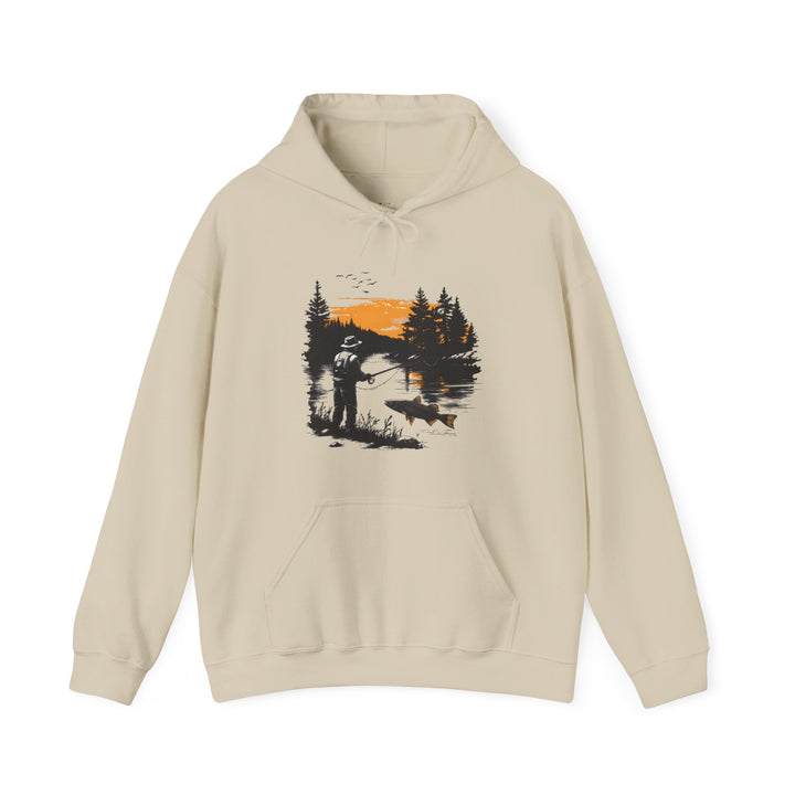 Fishing Sunset Angler Hoodie | Sand Twill Tees
