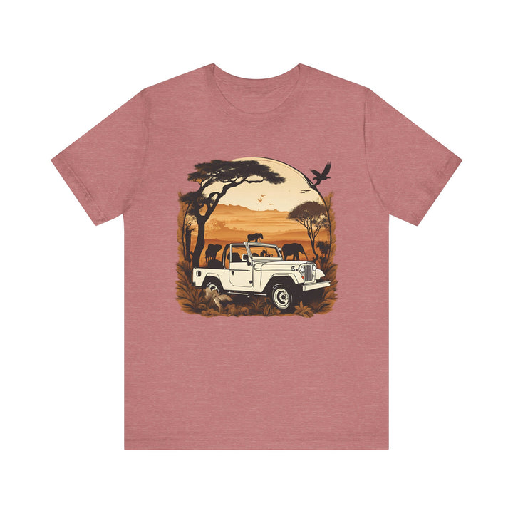 Adventure Wildlife Safari Jeep T Shirt | Heather Mauve