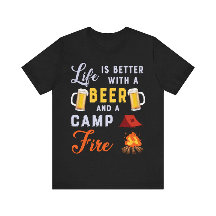 Hiking Campfire & Beer Life T Shirt | Black