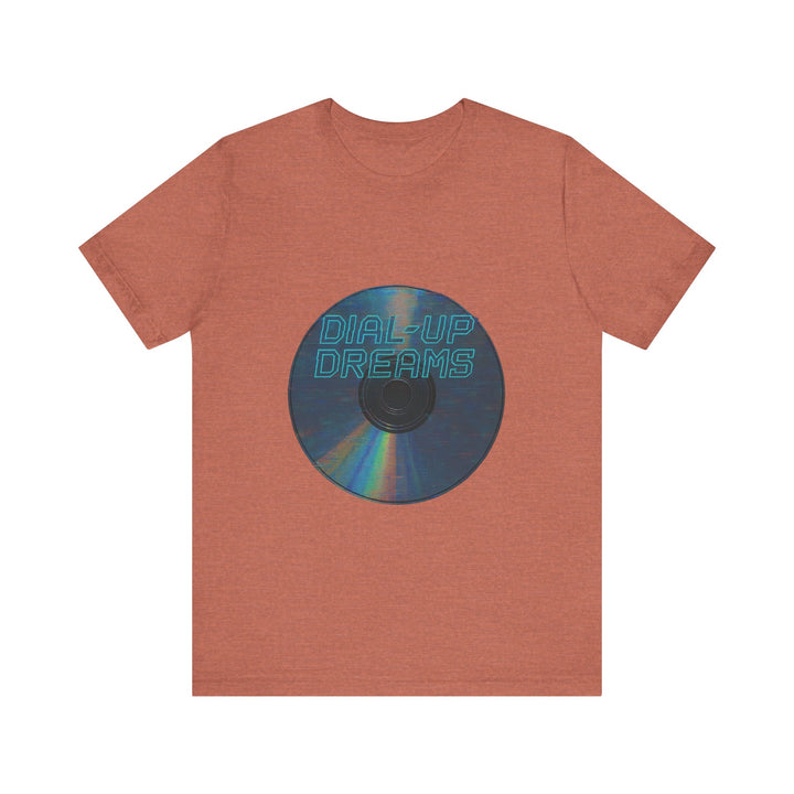 Retro Y2K Glitchy CD-ROM Vintage T-Shirt | Heather Clay Twill Tees
