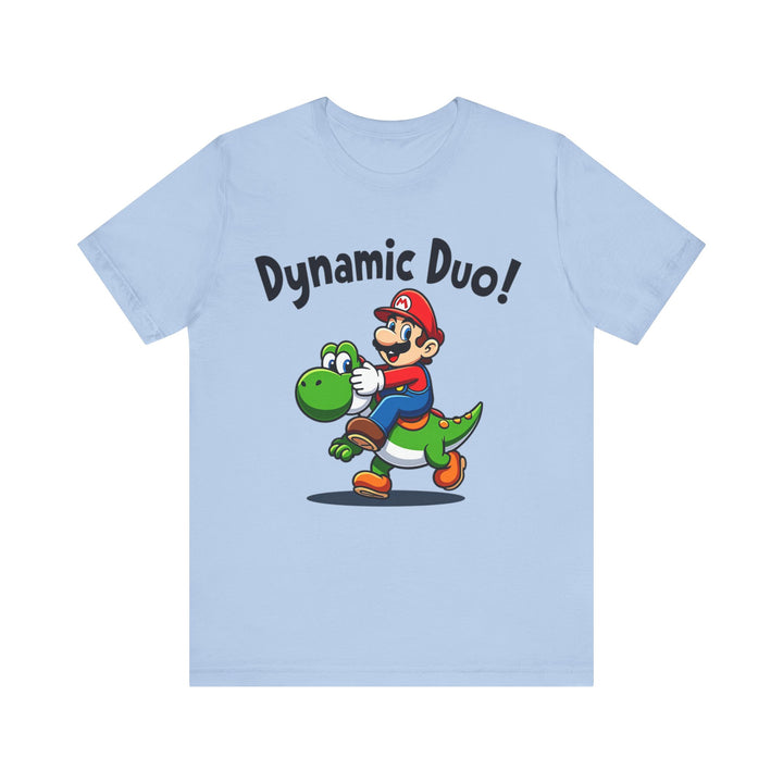 Mario Dynamic Duo T Shirt | Baby Blue Twill Tees