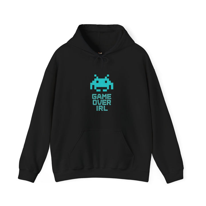 Retro Gaming 8-Bit Space Invaders Cyberpunk Hoodie | Black Printify