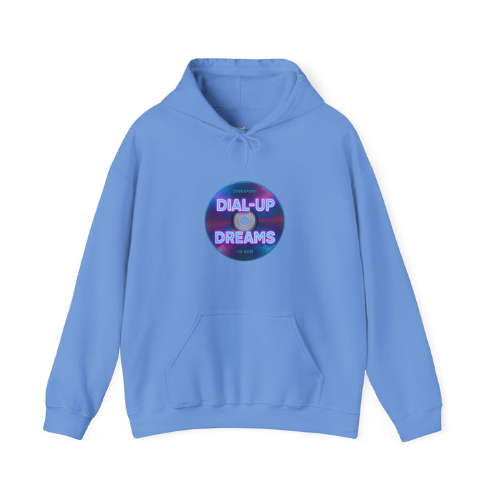 Retro Y2K Glitchy CD-ROM Hoodie | Carolina Blue Printify