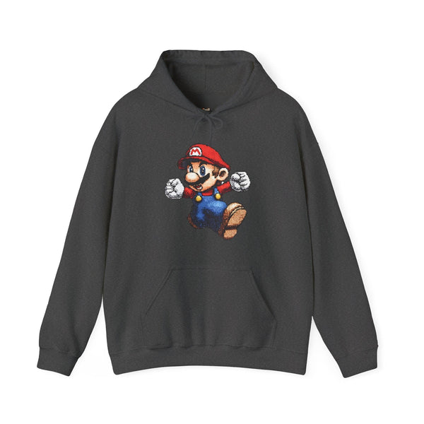 Mario Jumping Pixel Hero Hoodie | Dark Heather