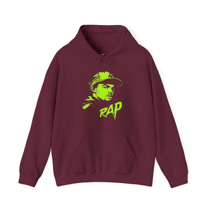 Rapper Neon Rap Vibes Hoodie | Maroon