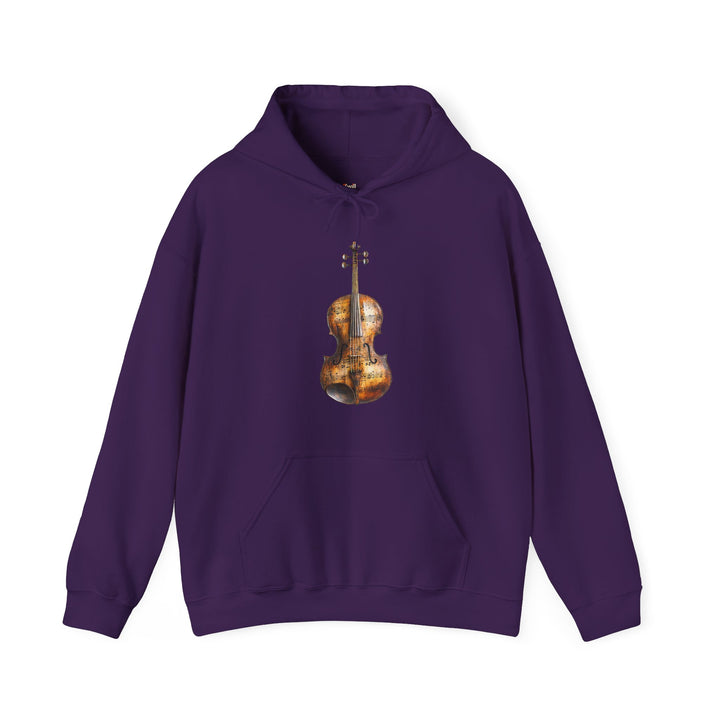 Classic Antique Violin Print Hoodie | Purple