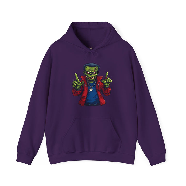 Rapper Rockin' Frankenstein Hoodie | Purple Twill Tees