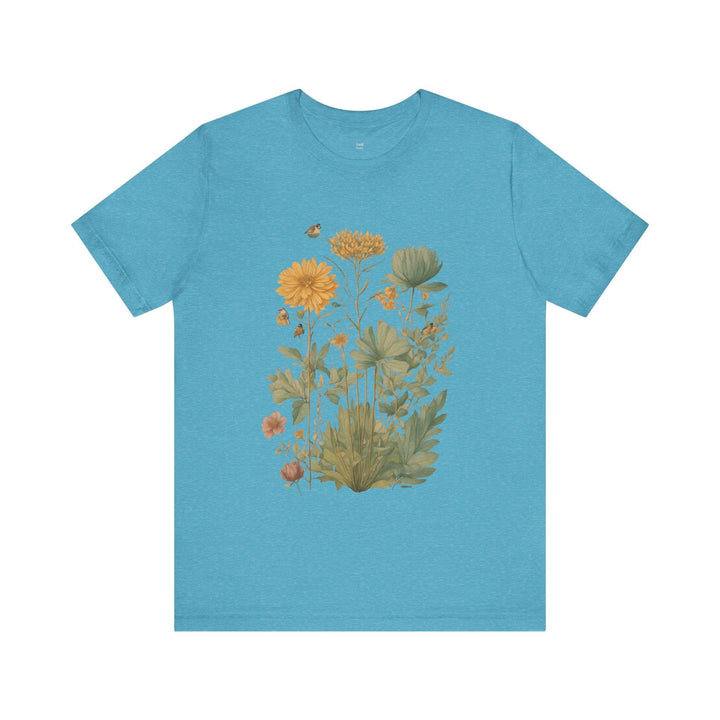 Flower Floral Symphony T Shirt | Heather Aqua