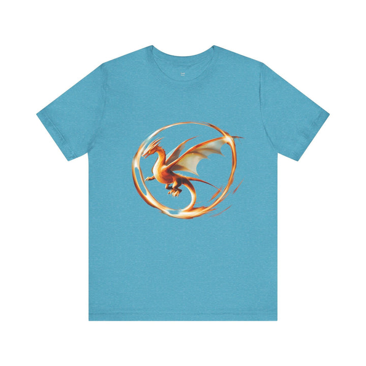 Pokemon Flame Serpent Dragon T Shirt | Heather Aqua