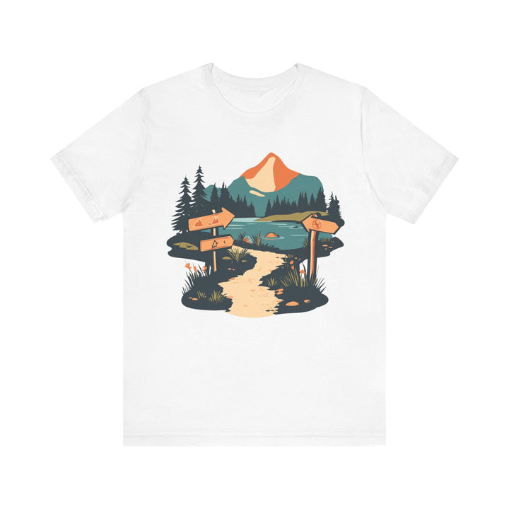 Summer Camp Mountain Trail Signs T Shirt | White Twill Tees