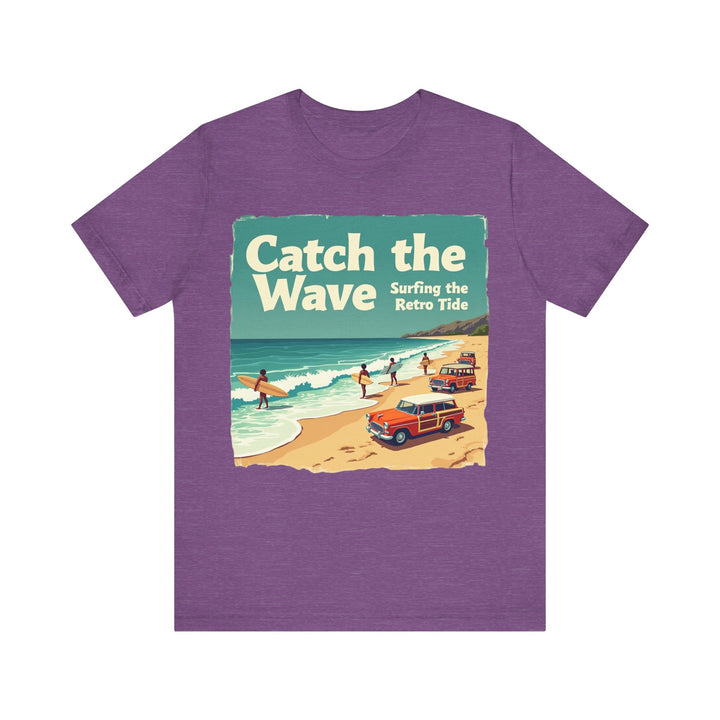 Retro Beach Catch the Wave T Shirt | Heather Team Purple