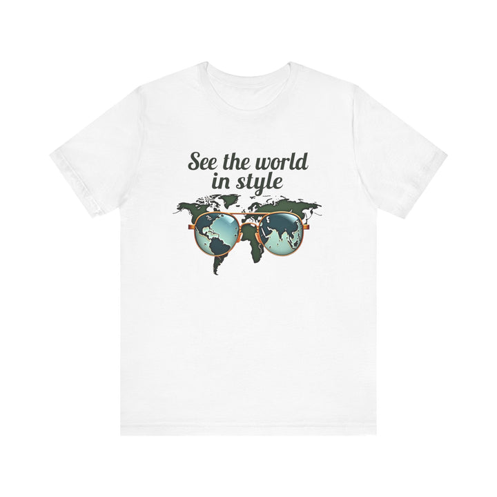 Classic See The World In Style T Shirt | White Twill Tees