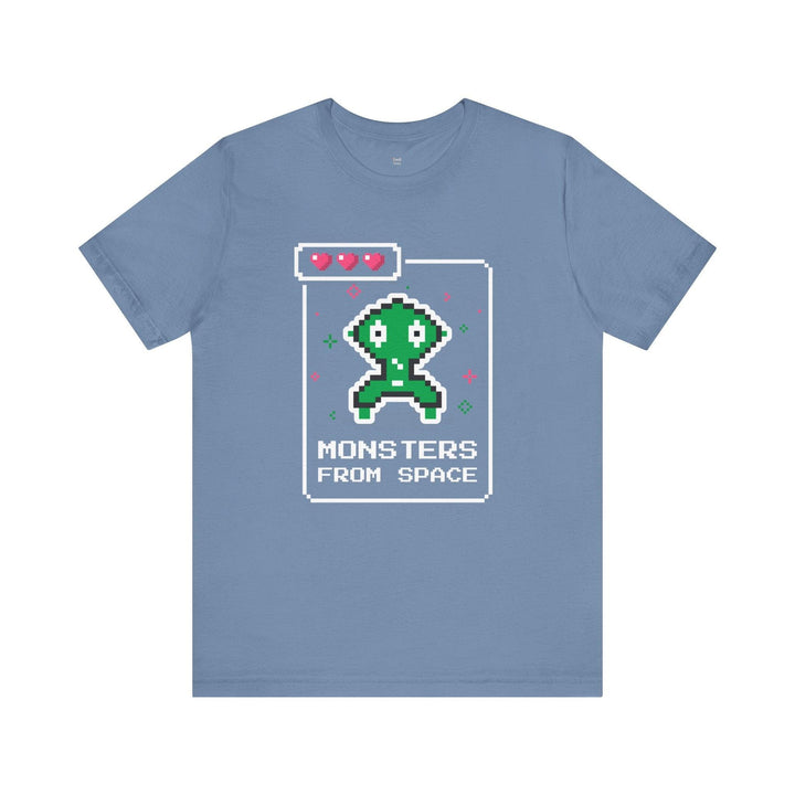 Retro Gaming Monsters From Space T Shirt | Steel Blue