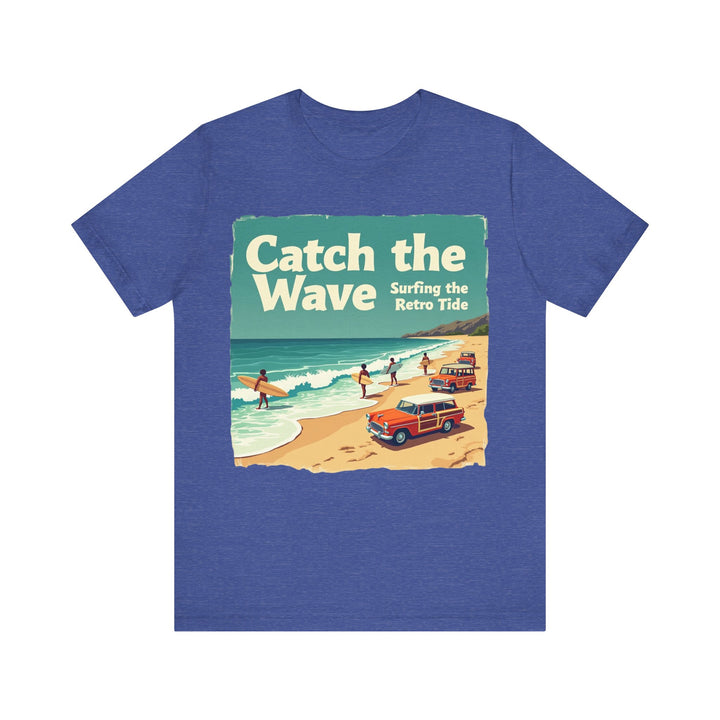 Retro Beach Catch the Wave T Shirt | Heather True Royal