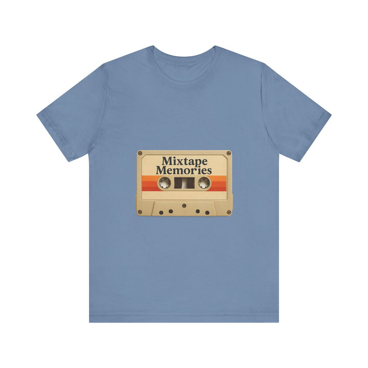 Classic Retro Cassette Mixtape Music T-Shirt | Steel Blue Twill Tees