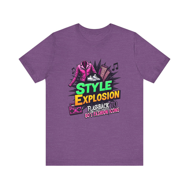 80s Retro Fashion Icons T Shirt | Heather Team Purple