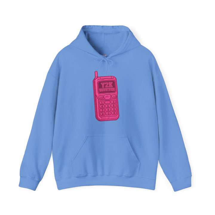 Retro Y2K Neon Flip Phone Hoodie | Carolina Blue Printify
