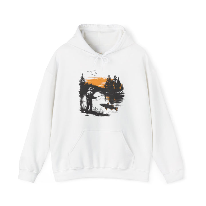 Fishing Sunset Angler Hoodie | White Twill Tees
