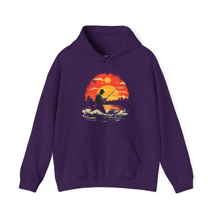 Fishing Sunset Catch Hoodie | Purple