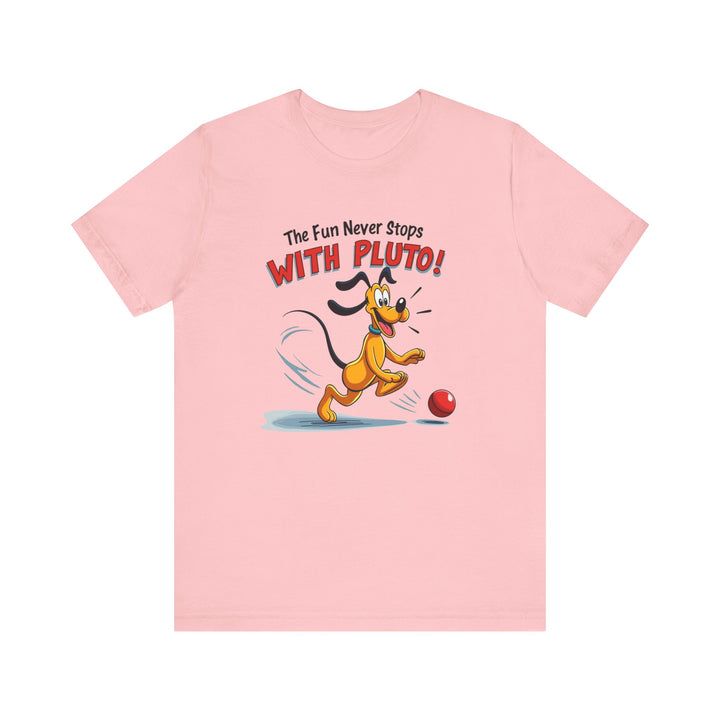 Disney The Fun Never Stops With Pluto T Shirt | Pink