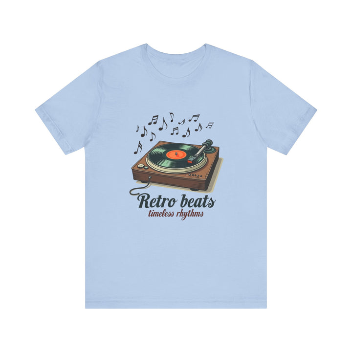 Retro Beats Timeless Rhythms T Shirt | Baby Blue Twill Tees