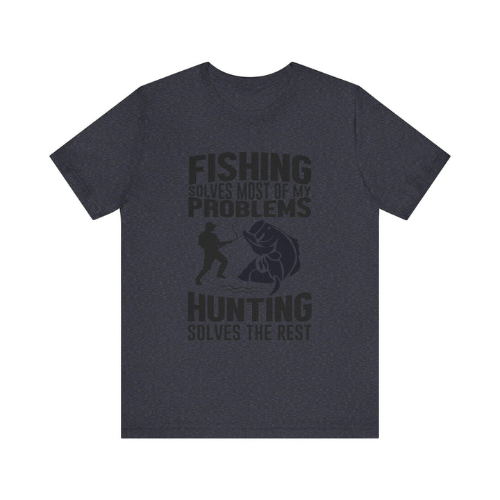 Fishing Solves Everything T Shirt | Heather Navy