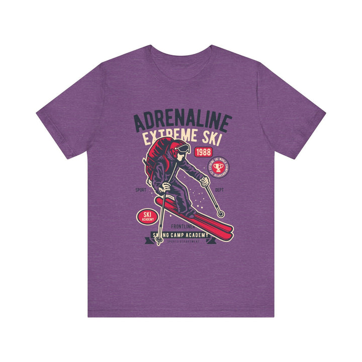 90s Adrenaline Ski Academy T Shirt | Heather Team Purple