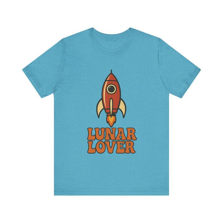Nasa Retro Rocket Lunar Lover T-Shirt | Heather Aqua Printify
