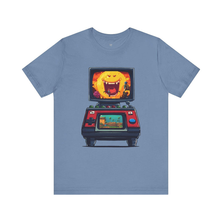 Retro Gaming Pixel Adventure Quest T Shirt | Steel Blue