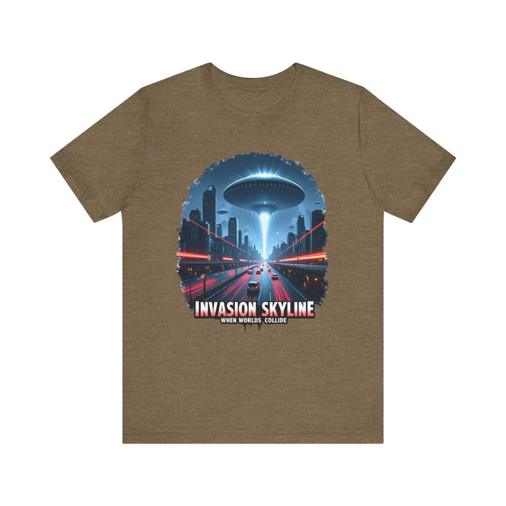 Alien City Invasion T Shirt | Heather Olive