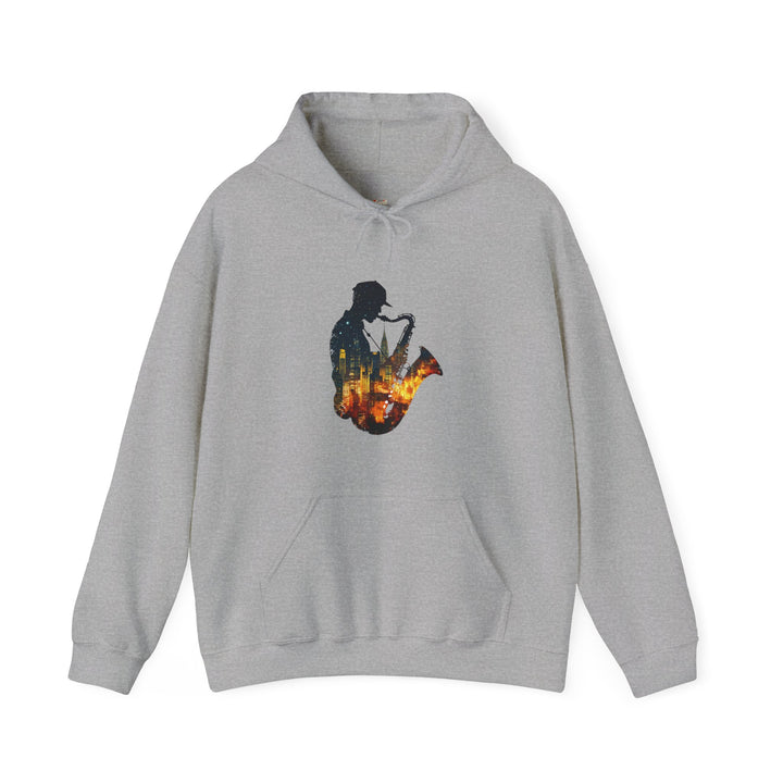 Band Sax Cityscape Hoodie | Sport Grey