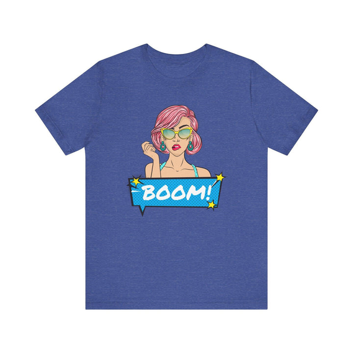 Retro Pop Art Boom T Shirt | Heather True Royal