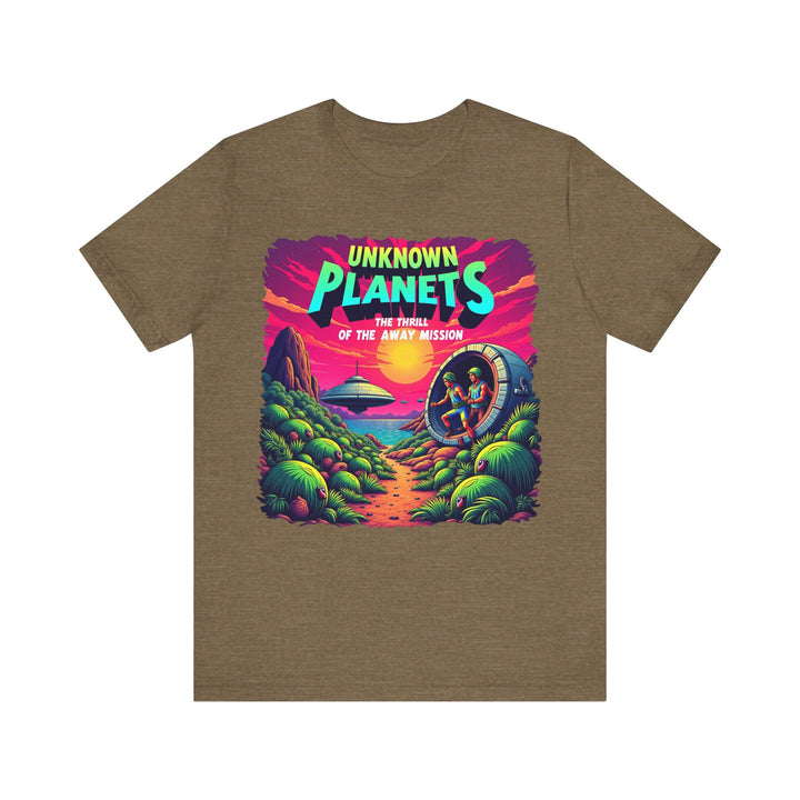Star Trek Unknown Planets T Shirt | Heather Olive Twill Tees