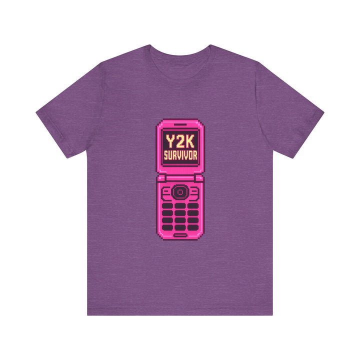 Retro Y2K Neon Flip Phone Vintage T-Shirt | Heather Team Purple Twill Tees