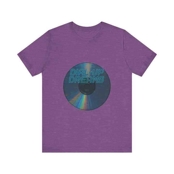 Retro Y2K Glitchy CD-ROM Vintage T-Shirt | Heather Team Purple Twill Tees